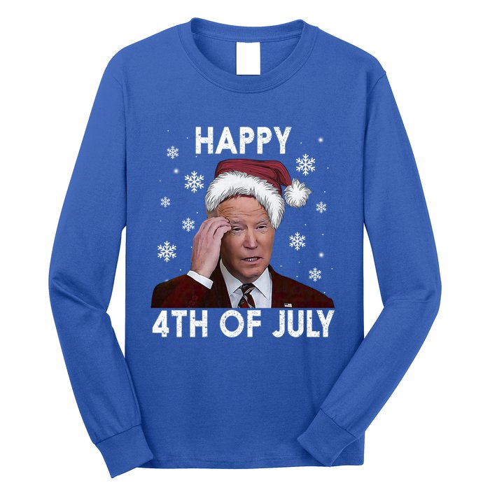 Funny Happy 4th Of July Joe Biden Costume Santa Gift Funny Gift Long Sleeve Shirt