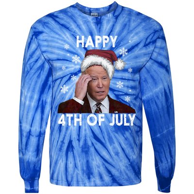 Funny Happy 4th Of July Joe Biden Costume Santa Gift Funny Gift Tie-Dye Long Sleeve Shirt