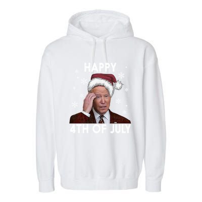 Funny Happy 4th Of July Joe Biden Costume Santa Gift Funny Gift Garment-Dyed Fleece Hoodie