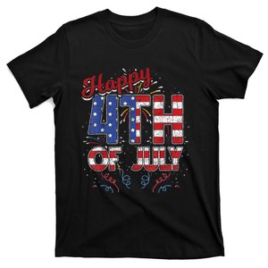 Fireworks Happy 4th Of July US Flag American 4th Of July T-Shirt