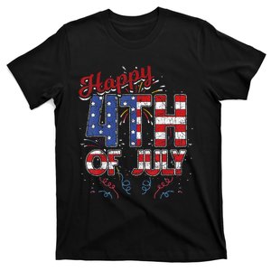 Fireworks Happy 4th Of July US Flag American 4th Of July T-Shirt