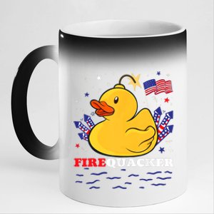 Fireworks Happy 4th Of July US Flag American 4th Of July 11oz Black Color Changing Mug