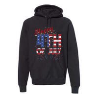 Fireworks Happy 4th Of July Us Flag American 4th Of July Premium Hoodie