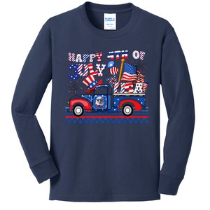 Fireworks Happy 4th Of July Usa Flag American 4th July Kids Long Sleeve Shirt