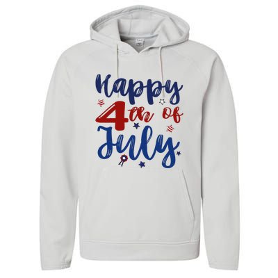 Fireworks Happy 4th Of July US Flag American 4th Of July Performance Fleece Hoodie