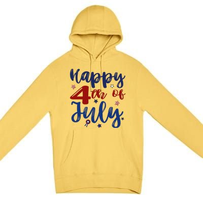 Fireworks Happy 4th Of July US Flag American 4th Of July Premium Pullover Hoodie