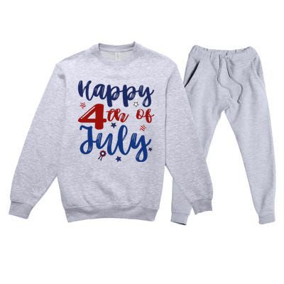 Fireworks Happy 4th Of July US Flag American 4th Of July Premium Crewneck Sweatsuit Set