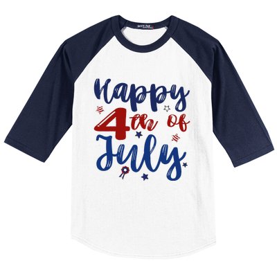 Fireworks Happy 4th Of July US Flag American 4th Of July Baseball Sleeve Shirt