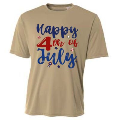 Fireworks Happy 4th Of July US Flag American 4th Of July Cooling Performance Crew T-Shirt