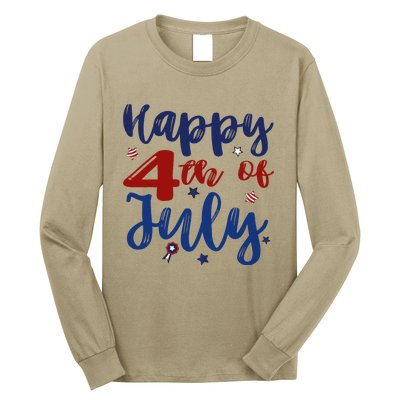 Fireworks Happy 4th Of July US Flag American 4th Of July Long Sleeve Shirt