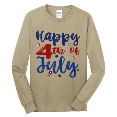 Fireworks Happy 4th Of July US Flag American 4th Of July Tall Long Sleeve T-Shirt