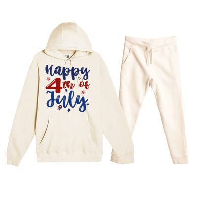 Fireworks Happy 4th Of July US Flag American 4th Of July Premium Hooded Sweatsuit Set