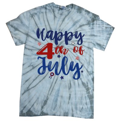 Fireworks Happy 4th Of July US Flag American 4th Of July Tie-Dye T-Shirt