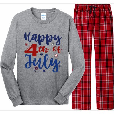 Fireworks Happy 4th Of July US Flag American 4th Of July Long Sleeve Pajama Set