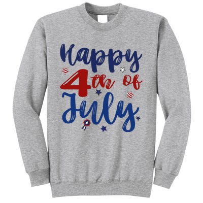 Fireworks Happy 4th Of July US Flag American 4th Of July Tall Sweatshirt