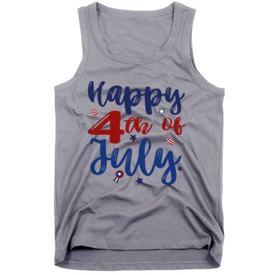 Fireworks Happy 4th Of July US Flag American 4th Of July Tank Top