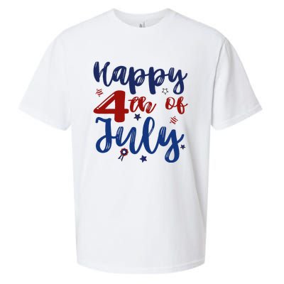 Fireworks Happy 4th Of July US Flag American 4th Of July Sueded Cloud Jersey T-Shirt