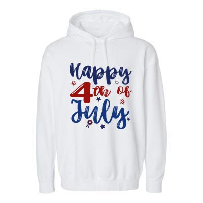 Fireworks Happy 4th Of July US Flag American 4th Of July Garment-Dyed Fleece Hoodie