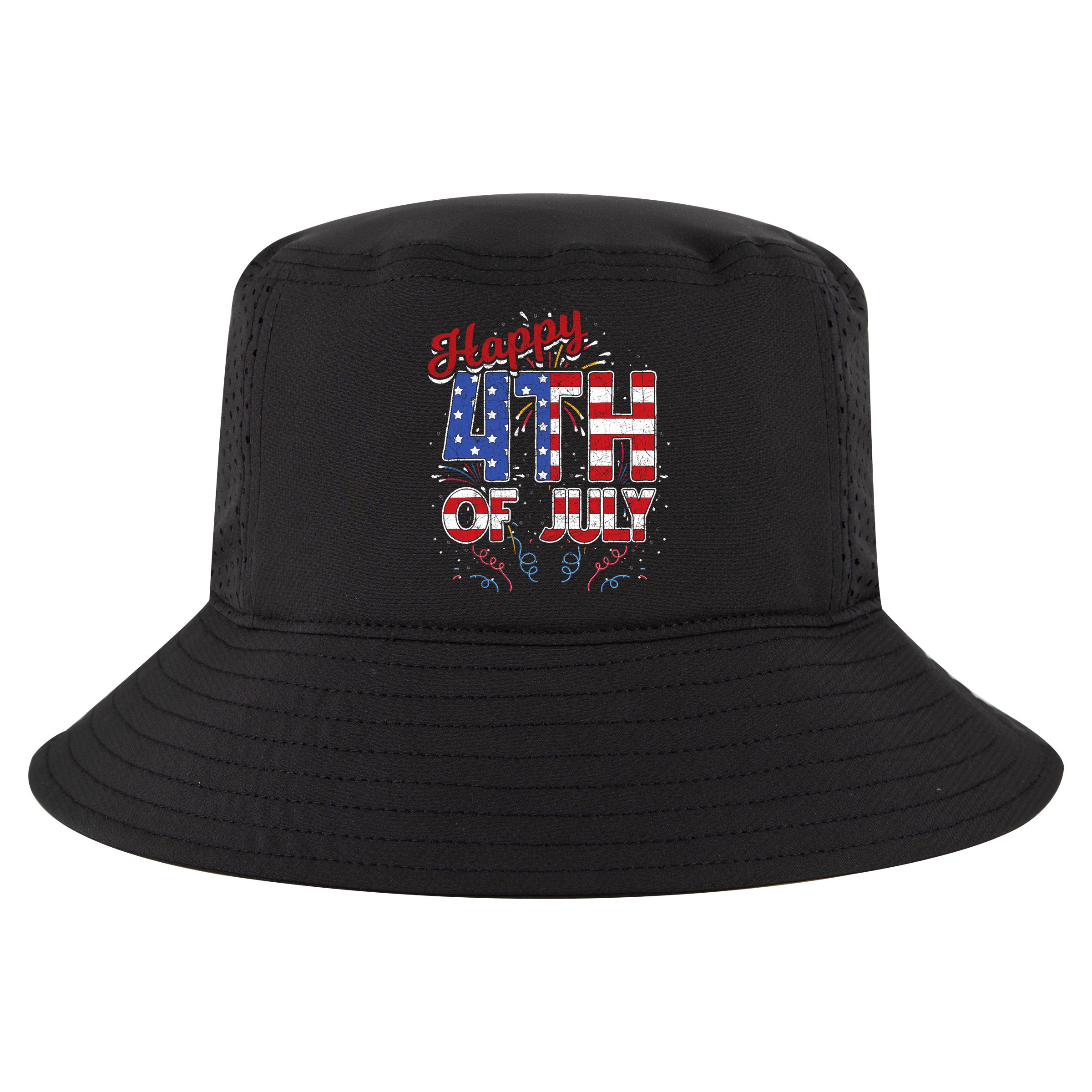 Fireworks Happy 4th Of July US Flag American 4th Of July Cool Comfort Performance Bucket Hat