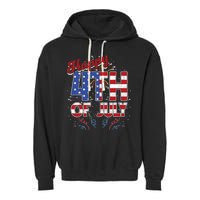 Fireworks Happy 4th Of July US Flag American 4th Of July Garment-Dyed Fleece Hoodie