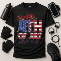 Fireworks Happy 4th Of July US Flag American 4th Of July Cooling Performance Crew T-Shirt