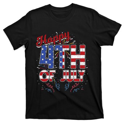 Fireworks Happy 4th Of July US Flag American 4th Of July T-Shirt