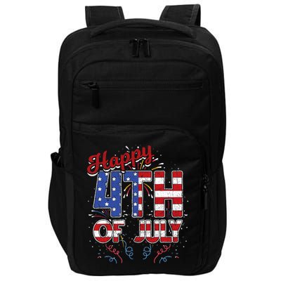 Fireworks Happy 4th Of July US Flag American 4th Of July Impact Tech Backpack