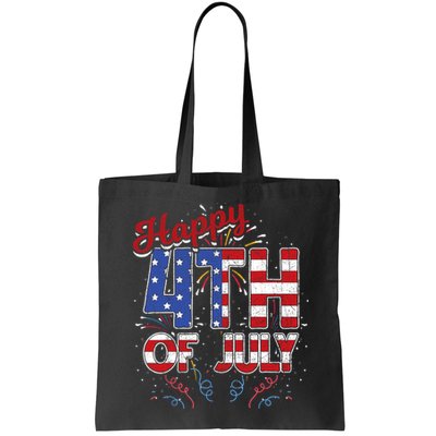 Fireworks Happy 4th Of July US Flag American 4th Of July Bag
