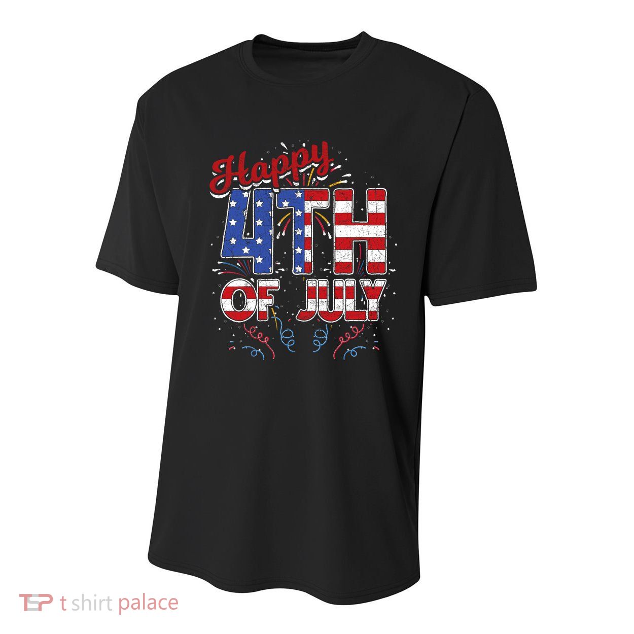 Fireworks Happy 4th Of July US Flag American 4th Of July Youth Performance Sprint T-Shirt