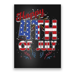 Fireworks Happy 4th Of July US Flag American 4th Of July Poster