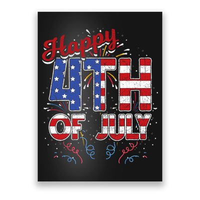 Fireworks Happy 4th Of July US Flag American 4th Of July Poster