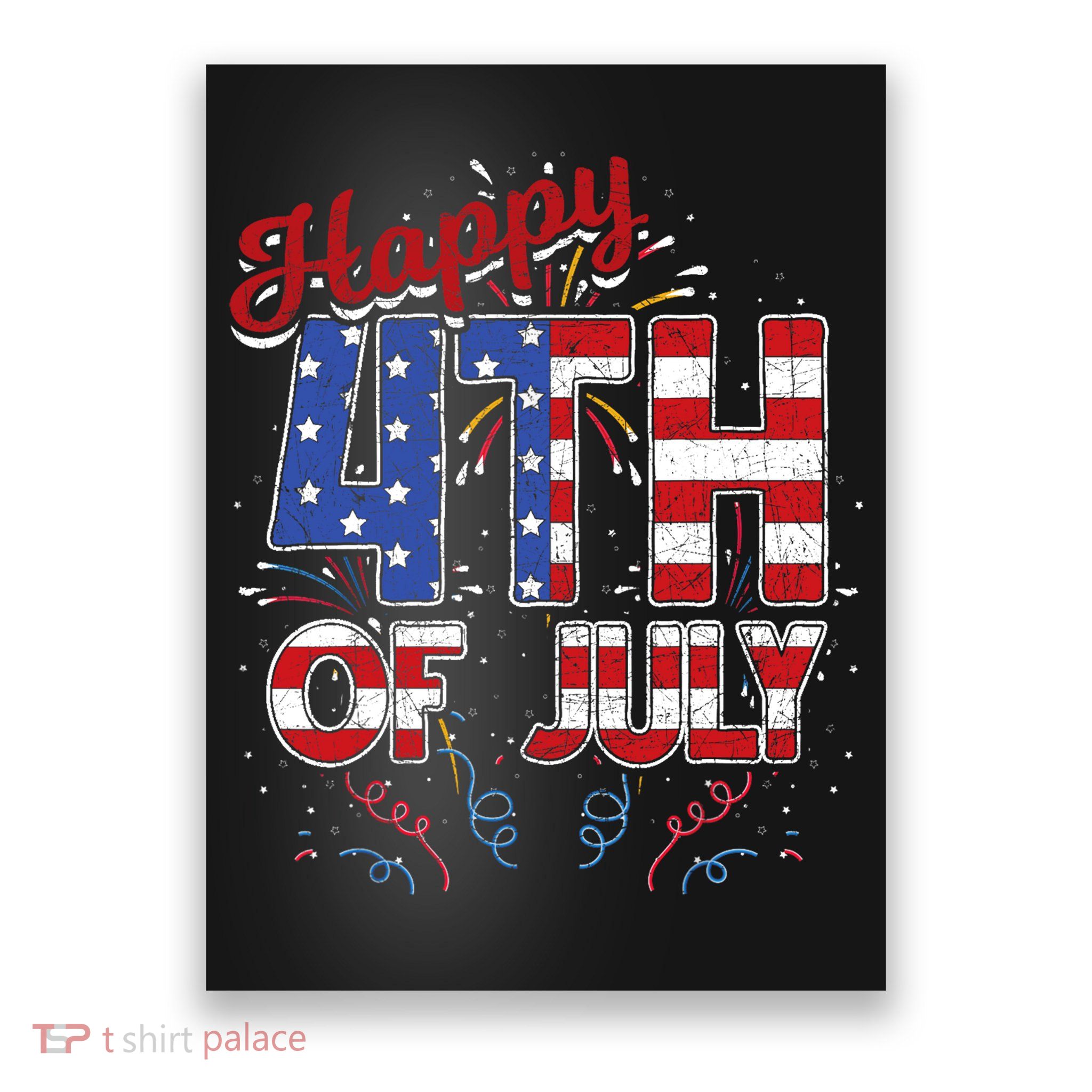 Fireworks Happy 4th Of July US Flag American 4th Of July Poster