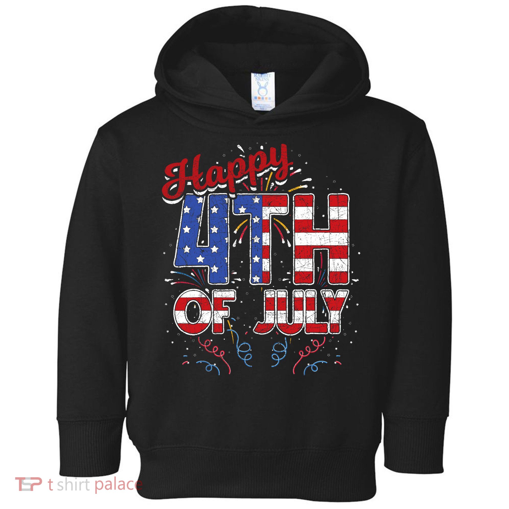 Fireworks Happy 4th Of July US Flag American 4th Of July Toddler Hoodie