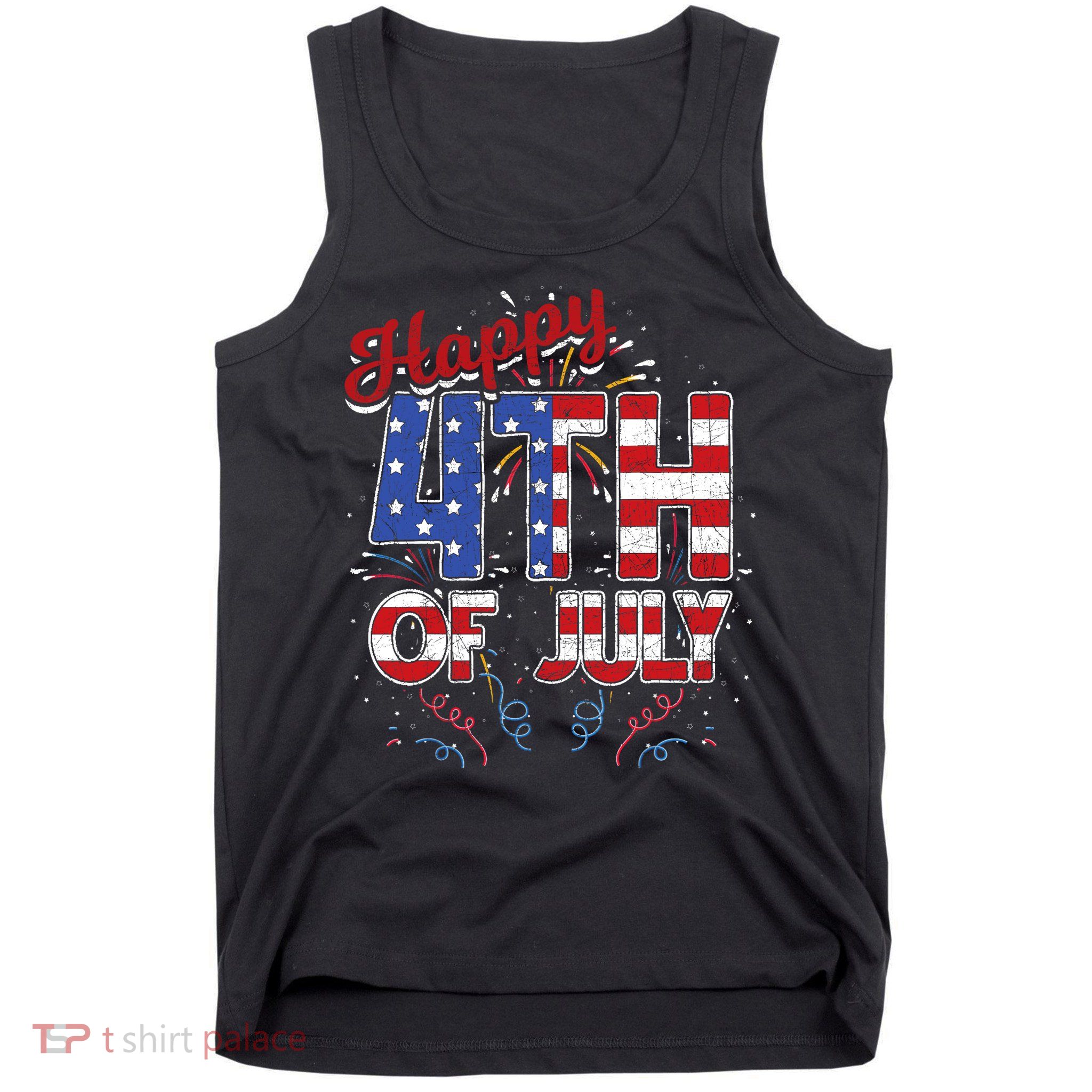 Fireworks Happy 4th Of July US Flag American 4th Of July Tank Top
