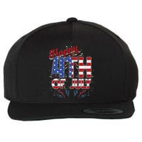 Fireworks Happy 4th Of July US Flag American 4th Of July Wool Snapback Cap