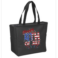 Fireworks Happy 4th Of July US Flag American 4th Of July Zip Tote Bag
