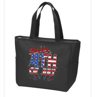 Fireworks Happy 4th Of July US Flag American 4th Of July Zip Tote Bag
