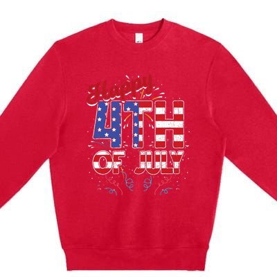 Fireworks Happy 4th Of July US Flag American 4th Of July Premium Crewneck Sweatshirt