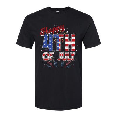 Fireworks Happy 4th Of July US Flag American 4th Of July Softstyle® CVC T-Shirt