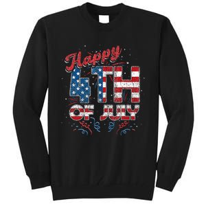 Fireworks Happy 4th Of July US Flag American 4th Of July (1) Tall Sweatshirt