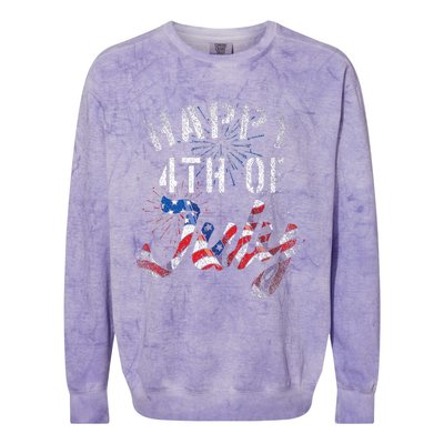 Fireworks Happy 4th Of July Us Flag American 4th Of July Colorblast Crewneck Sweatshirt