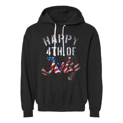Fireworks Happy 4th Of July Us Flag American 4th Of July Garment-Dyed Fleece Hoodie