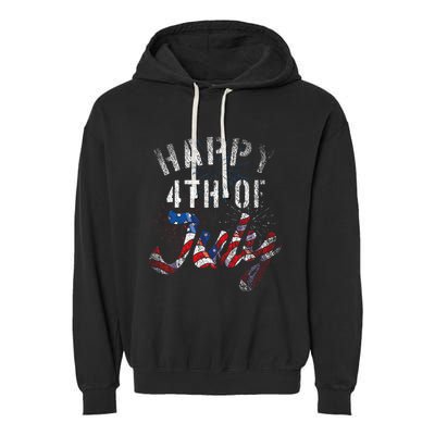 Fireworks Happy 4th Of July Us Flag American 4th Of July Garment-Dyed Fleece Hoodie