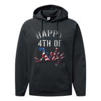 Fireworks Happy 4th Of July Us Flag American 4th Of July Performance Fleece Hoodie