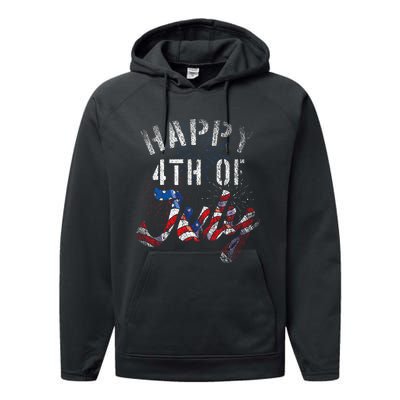 Fireworks Happy 4th Of July Us Flag American 4th Of July Performance Fleece Hoodie