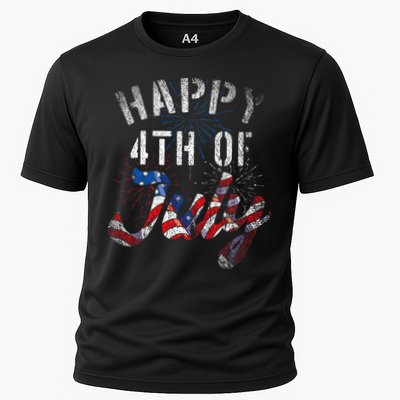 Fireworks Happy 4th Of July Us Flag American 4th Of July Performance Shirt