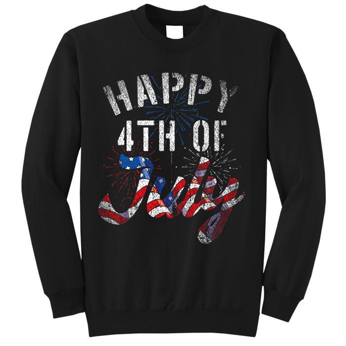Fireworks Happy 4th Of July Us Flag American 4th Of July Sweatshirt