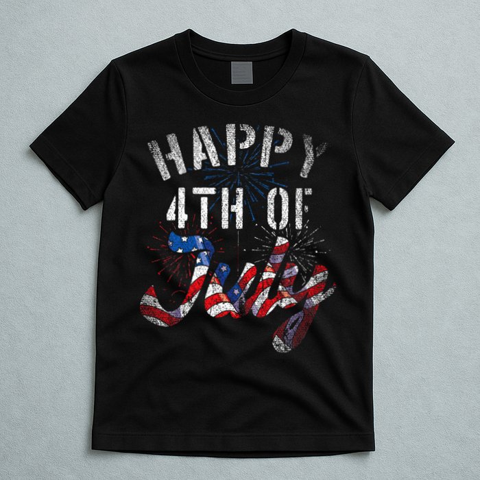 Fireworks Happy 4th Of July Us Flag American 4th Of July T-Shirt