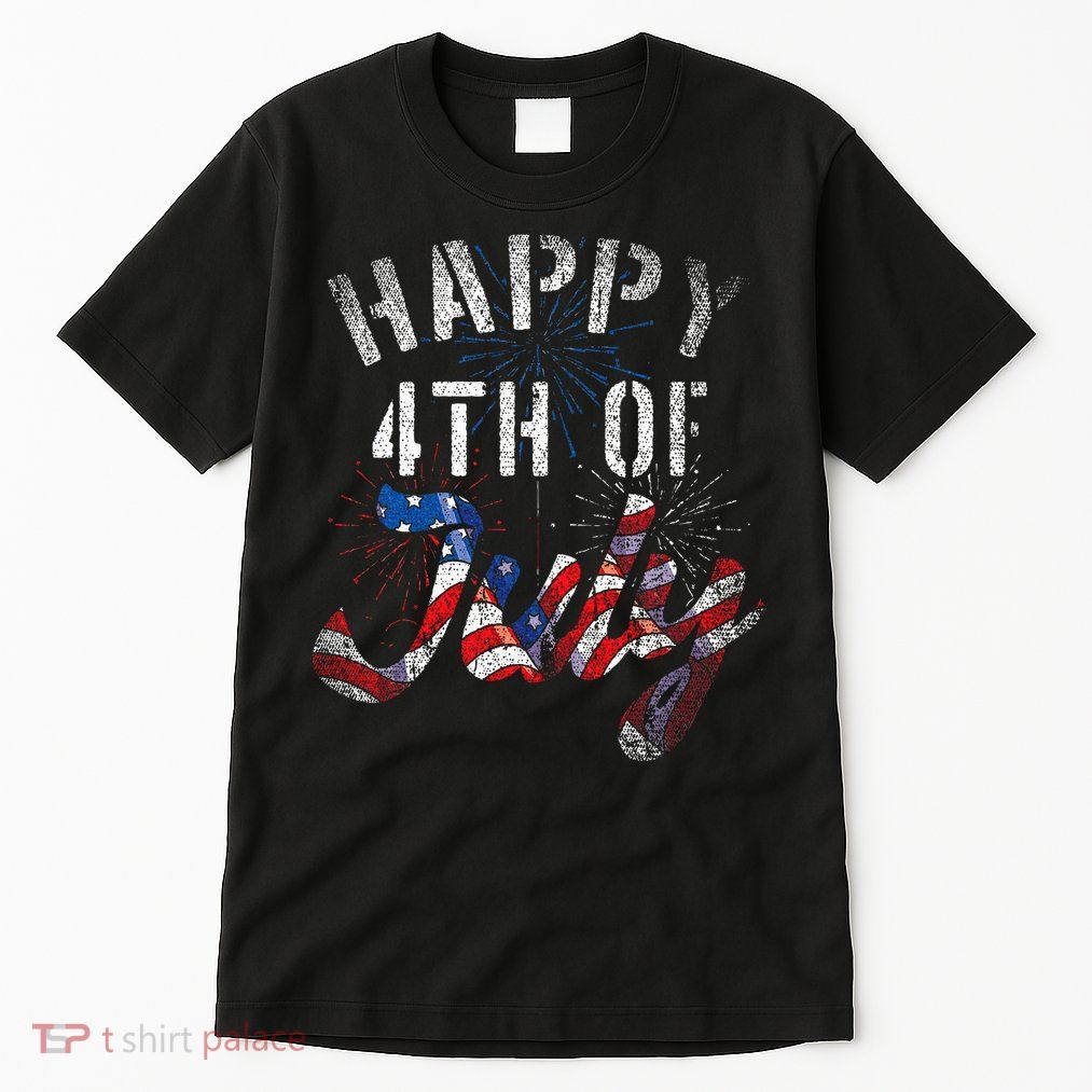 Fireworks Happy 4th Of July Us Flag American 4th Of July Tall T-Shirt