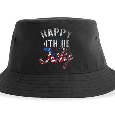Fireworks Happy 4th Of July Us Flag American 4th Of July Sustainable Bucket Hat
